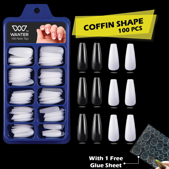Transparent Fake Nails Kit – Acrylic & Artificial Nail Set - Image 3