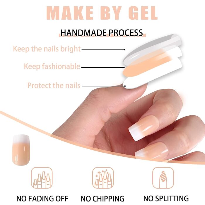 Elegant French Nails Set with Modern Designs - Image 3