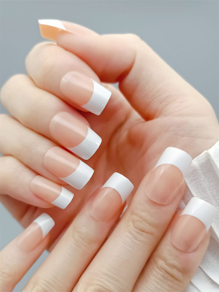 Elegant French Nails Set with Modern Designs - Image 2