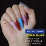 Glossy Coffin Fake Nails - Image 2