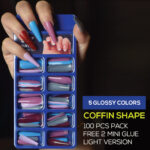 Glossy Coffin Fake Nails