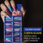Glossy Coffin Fake Nails