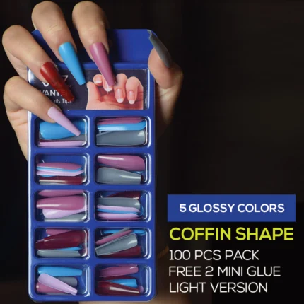 Glossy Coffin Fake Nails