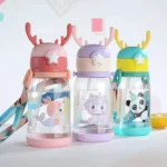 Kids Sipper Water Bottle 600ml with Straw & Shoulder Strap | Leakproof Portable Plastic Bottle for Boys & Girls - Image 2