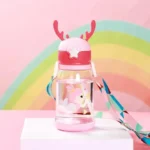 Kids Sipper Water Bottle 600ml with Straw & Shoulder Strap | Leakproof Portable Plastic Bottle for Boys & Girls - Image 4