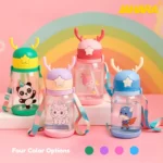 Kids Sipper Water Bottle 600ml with Straw & Shoulder Strap | Leakproof Portable Plastic Bottle for Boys & Girls - Image 5