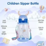 Kids Sipper Water Bottle 600ml with Straw & Shoulder Strap | Leakproof Portable Plastic Bottle for Boys & Girls - Image 9