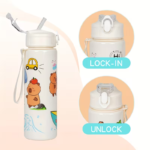 750ML Capybara Water Bottle | Cute Leakproof Bottle with Straw & Carry Strap | BPA Free Sports & Outdoor Drink Bottle - Image 7