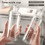 Clear Glass water bottle with Time Scale
