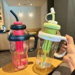 1300ML Large Capacity Detox Water Bottle with Straw for Girls - Image 2